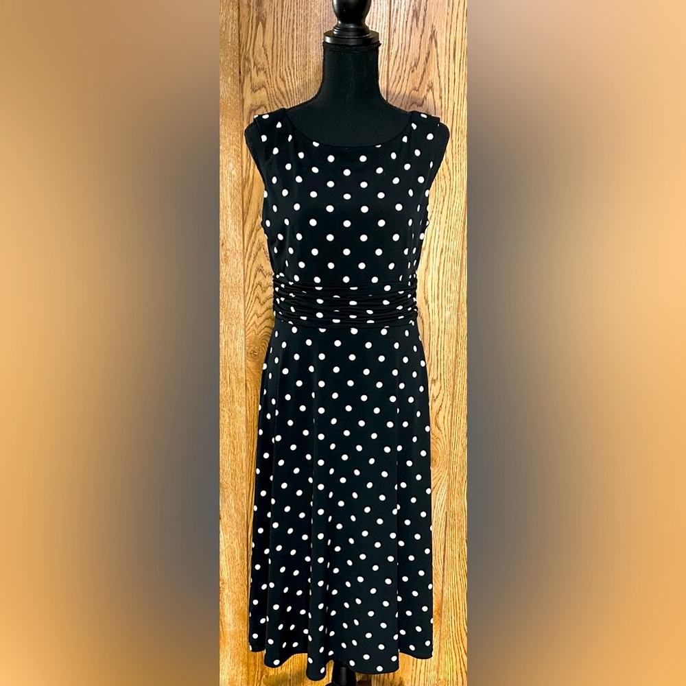 Women's Jessica H black and white polka dot dress